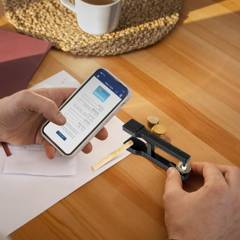 [Australia - AusPower] - Portable Coin Ping Tester Kit – Sound Resonance & Diameter Check Tool with Ring Stick and Companion App – Black 