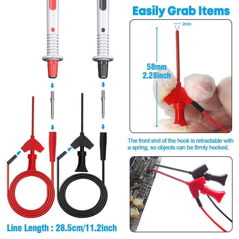 [Australia - AusPower] - Multimeter Test Leads Set,21PCS Digital Electrical Test Probes Set with Alligator Clips,SMD IC Test Hook Clip,Test Tweezer,Spade Plug,Replaceable Precision Sharp Probes for Multimeter Testing Test Kit-2 