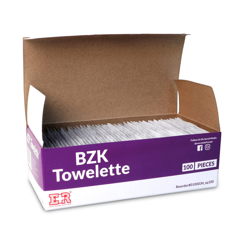 [Australia - AusPower] - Ever Ready First Aid Benzalkonium BZK Wipes, 5x7, 100 Count 100 Count (Pack of 1) 