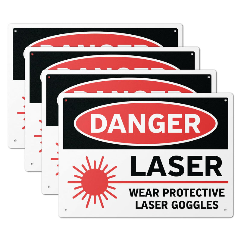 (4 Pack) 14" x 10" Danger – Laser Sign | Laminated Aluminum | UV Protected, Water & Dust Resistant | Laser Safety Warning Sign with Rounded Corners Danger - Laser 4 pk
