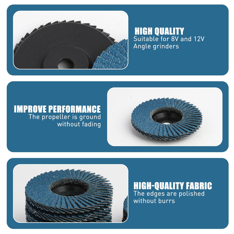 [Australia - AusPower] - Pack of 8 Flap Discs, Flap Discs, Sanding Mop Discs for Angle Grinders, Sanding Discs, Sanding Mop Discs, Diameter 75 mm x 10 mm, Grit 40/60/80/120, High Performance Sanding Discs for Metal, Wood 