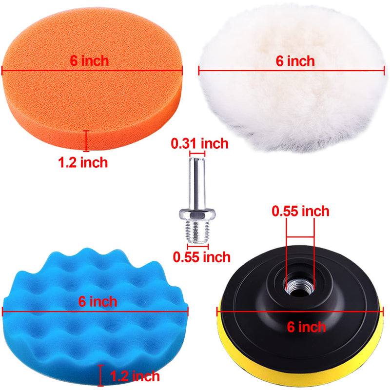 [Australia - AusPower] - SIQUK 9 Pieces Car Buffing Pads 6 Inch Polishing Pads Foam Polisher Pads Car Buffer Attachment for Drill 
