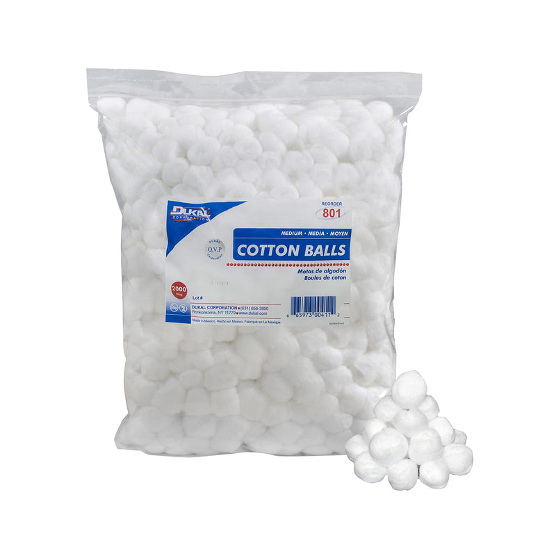 [Australia - AusPower] - Dukal 801 Cotton Balls Medium, Non-Sterile, Pack of 2000 