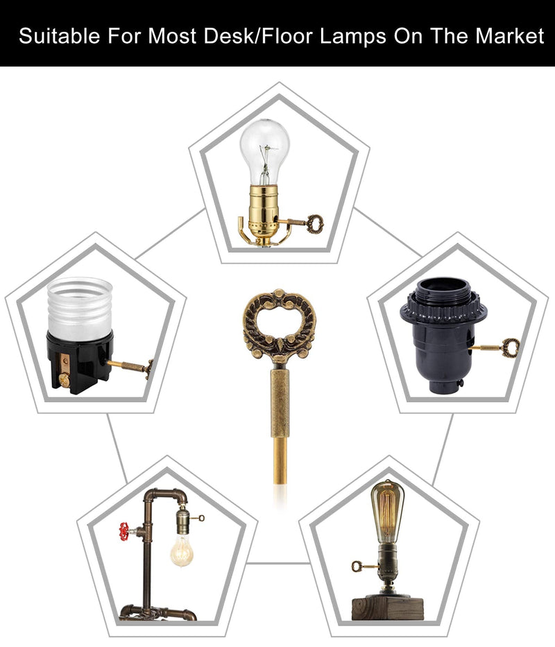 [Australia - AusPower] - Qc Lamp Turn Knob, 2 Packs On/Off Replacement Light Lamp Turn Switch Knobs with 1/2" Extensions, Socket Knob for Floor and Table Lamps (Antique Brass) Antique Brass 