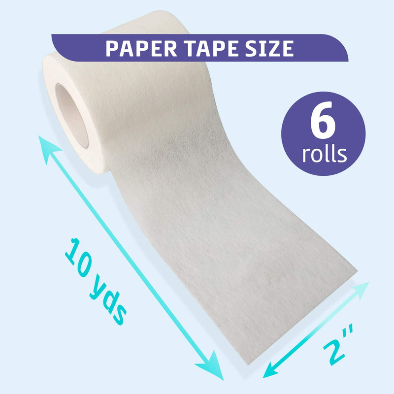 [Australia - AusPower] - Conkote Soft Paper Surgical Tape 2" x 10 Yards, Gentle Adhesion and Hypoallergenic, 6 Rolls White 