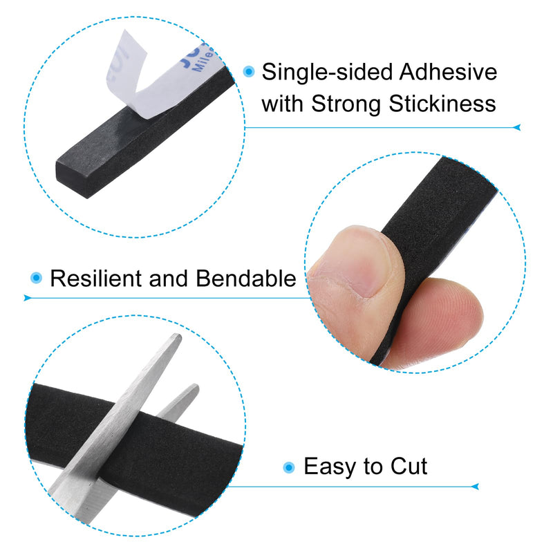 PATIKIL 5/8" W x 5/16" T x 6.6Ft Insulation Foam Tape, 2 Rolls Self-Adhesive EVA Weather Stripping for Wrap Pipe Door Window Insulation Soundproof Anti Vibration Collision, Black 5/8"W x 5/16"T