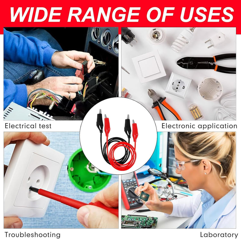 [Australia - AusPower] - 8PCS Alligator Clips Electrical, 1M Alligator Clips with Wires, Test Leads with Alligator Clips, Double-Ended Jumper for Electrical Testing, Circuit Connection 8 