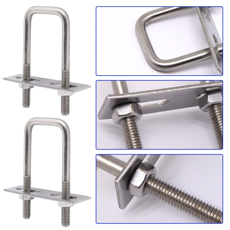 [Australia - AusPower] - U Bolts 1 Inch Wide, 70mm Length M6 Stainless Steel Square Tube Clamps with Nut and Plate (6 Set) 6 (M6) 25mmx70mm 