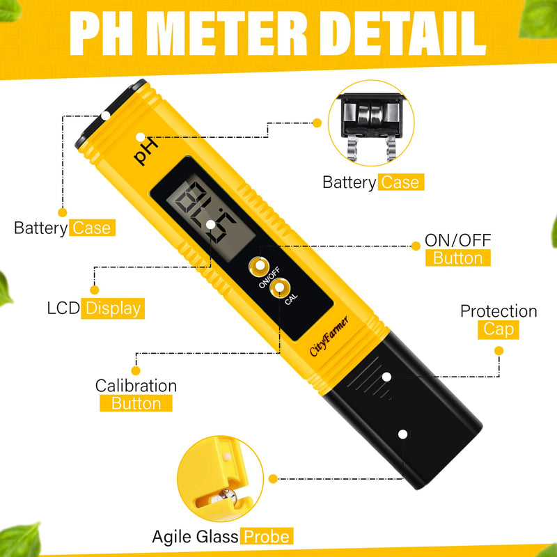 [Australia - AusPower] - PH Meter, Digital pH Meter, PH Meter for Water Hydroponics, with 3 Pack of Calibration Solution Mixture Included 