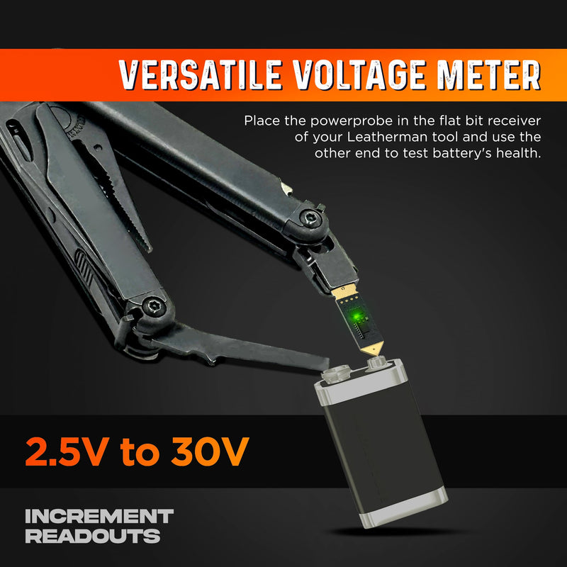[Australia - AusPower] - Galvanox Battery Voltage Tester Designed for Leatherman Multitools (Flat-Bit Slot Accessory) DC Voltage Meter, 2.5VDC to 30VDC 