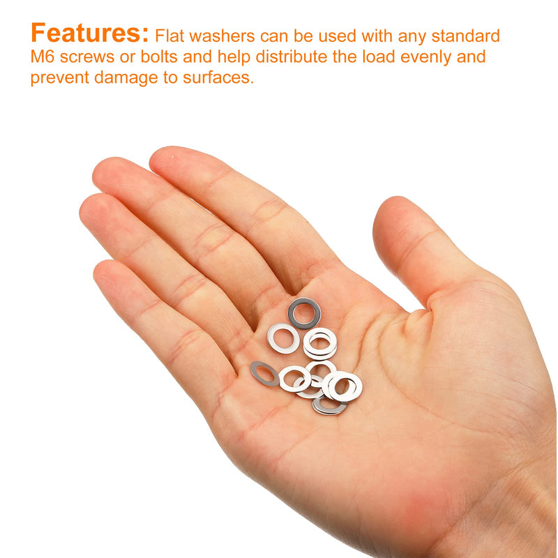 [Australia - AusPower] - uxcell M6 304 Stainless Steel Flat Washers, 50pcs 6x10x0.5mm Ultra Thin Flat Spacers for Screw Bolt, Electronic Repair, Automotive 50 
