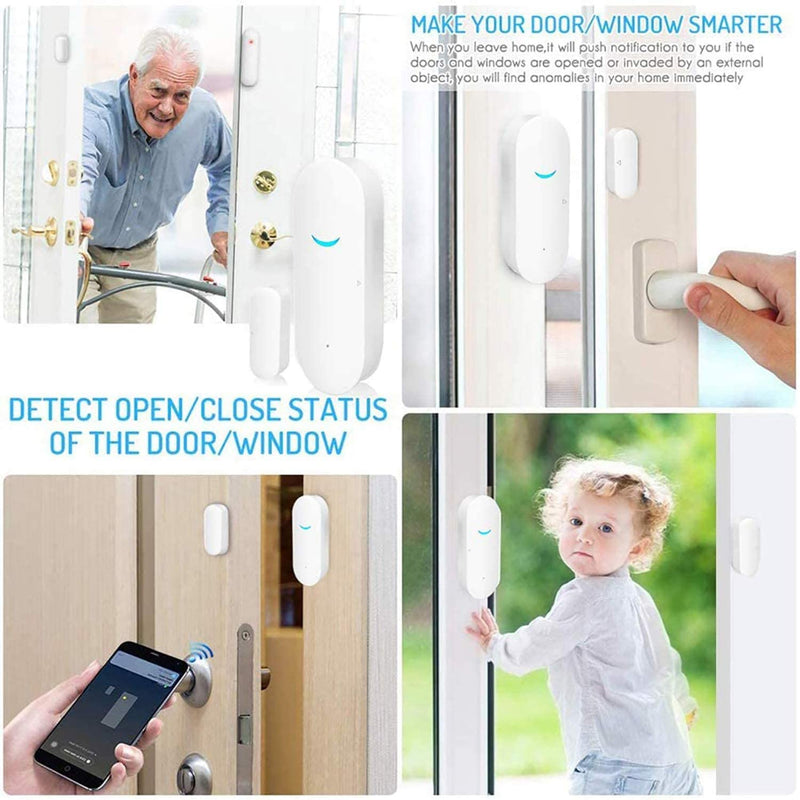 [Australia - AusPower] - 5 Pack WiFi Wireless Door Window Sensor,TUYA Smart Alarm with Free Notification APP Control Home Security Alarm System，Compatible with Alexa Google Assistant 5 