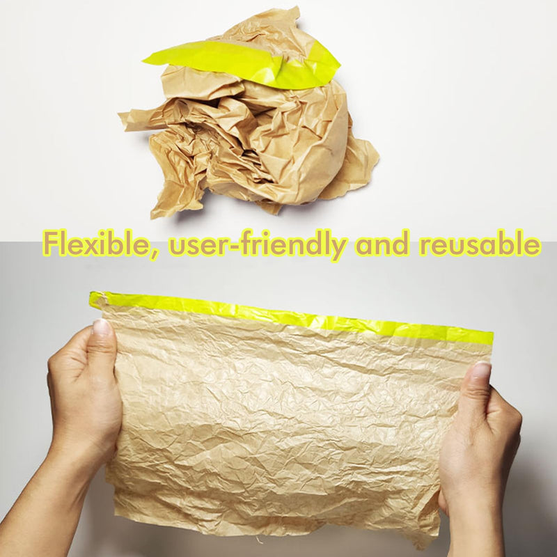 Amonk Paint Masking Paper with Adhesive 18in x 50Ft Pre-Taped Masking Paper for Painting Tape and Drape Painters Paper Roll for Automotive Furniture Wall Protection(2 Rolls)