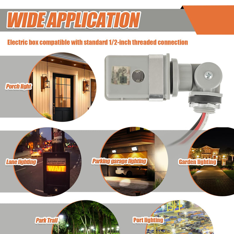 [Australia - AusPower] - 2 Pack 120VAC 50/60 Hz Photocell Sensor for Outdoor Lights IP54 Dusk to Dawn Sensor for Outdoor Lighting Photoelectric Switch with Automatic Illumination Detection Circuit 