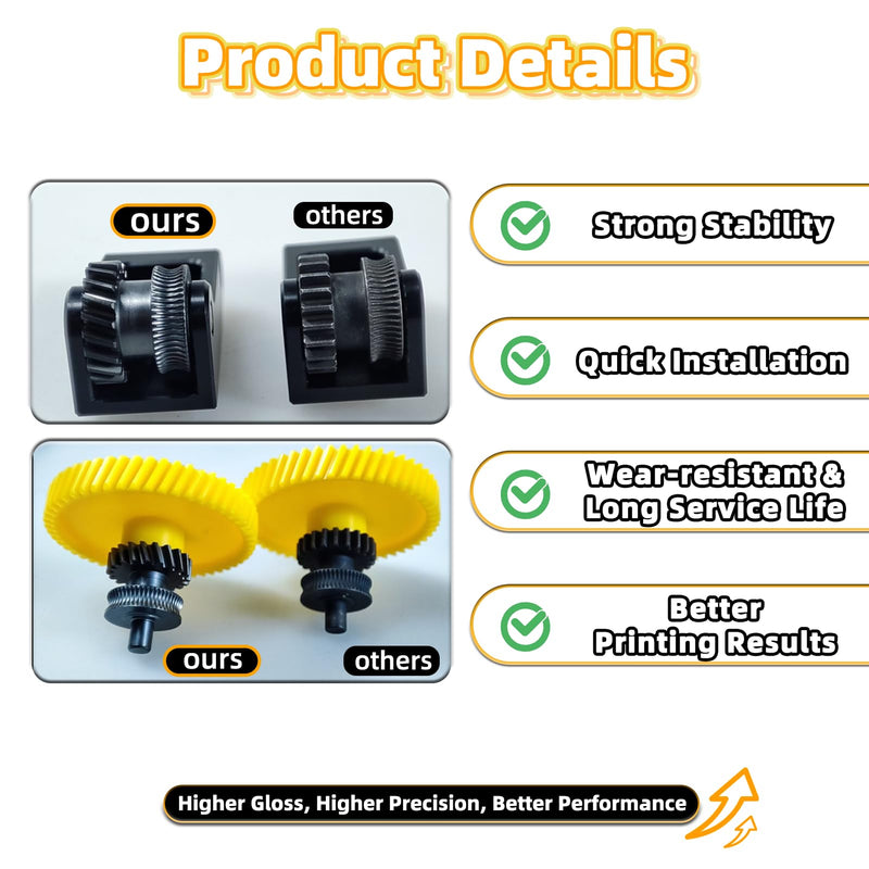Upgrade P1/X1 Hardened Steel Extruder Helical Gear Accessories Kit, DLC Nano-Coated Hardened Steel Handle Assembly Drive Gear Extruder for Bambu Labs X1C/X1E Carbon P1P/P1S 3D Printers