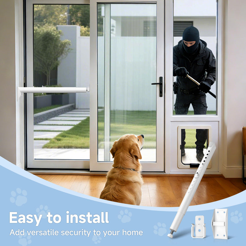 Sliding Glass Pet Door Security Bar,Adjustable Sliding Door Safety Bar for Sliding Glass Dog or Cat Doors,Slide Doggy Lock Bar Size Extends 11” to 18”