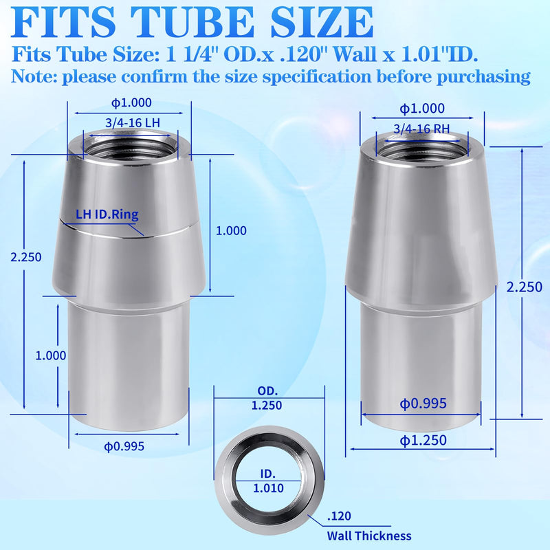 [Australia - AusPower] - 3/4"-16 RH & LH Threaded-Weld-in-Bung Tube-Adapter Kit Fits 0.120 Wall Tube Heim Joints,Fits Tube Size: 1 1/4" OD x 0.120" Wall x 1" ID. ﻿ 