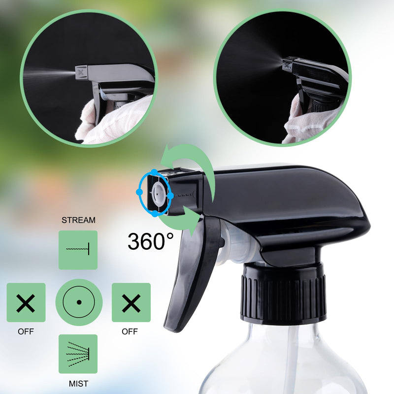 [Australia - AusPower] - Plastic Spray Bottles Clear and Brown Refillable Container Empty Spray Bottle 10oz/300ml Adjustable Head Sprayer and Stream for Cleaning Products, Plants, Pet, Hair, Cooking clear+brown 
