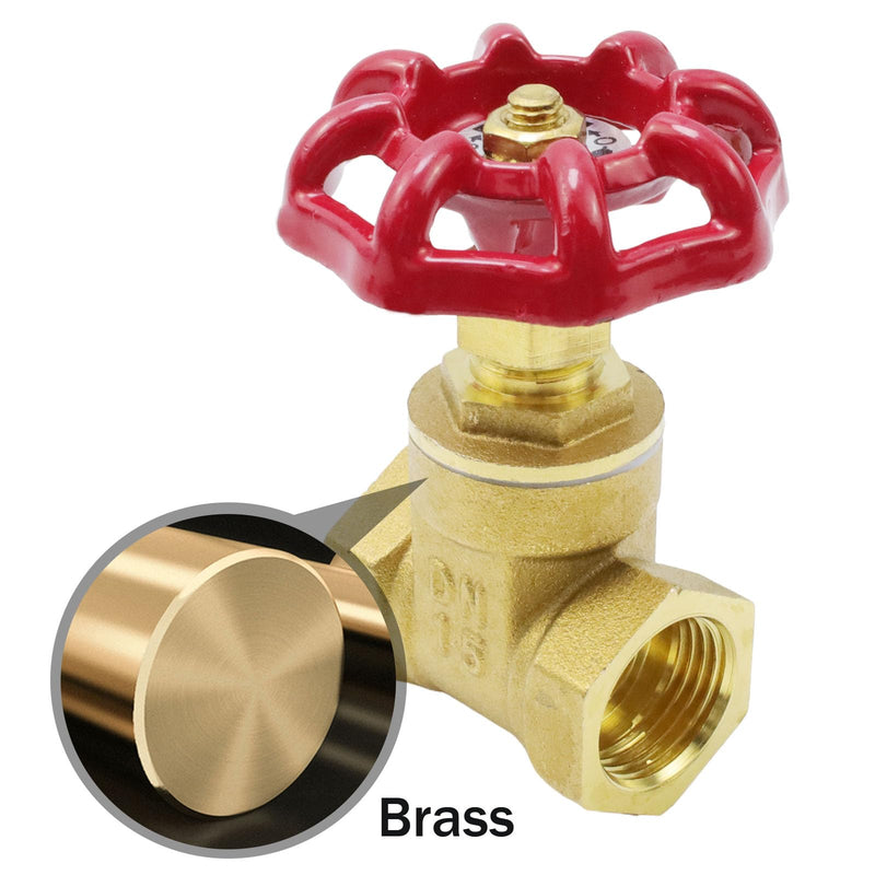 [Australia - AusPower] - Antrader Gate Valve Brass,DN15 Female with Wheel Handle Brass 1/2" Female Threaded Rotary Globe Valve for Water Oil Gas,2Pcs 1/2"(DN15) 