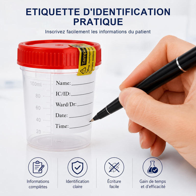 LATRAT 4 Sterile Urine Containers 120ml Liquid Container for Testing Safe Collection of Saddles Urine Bottle Urine Container with Screw Lid Sample Bottle