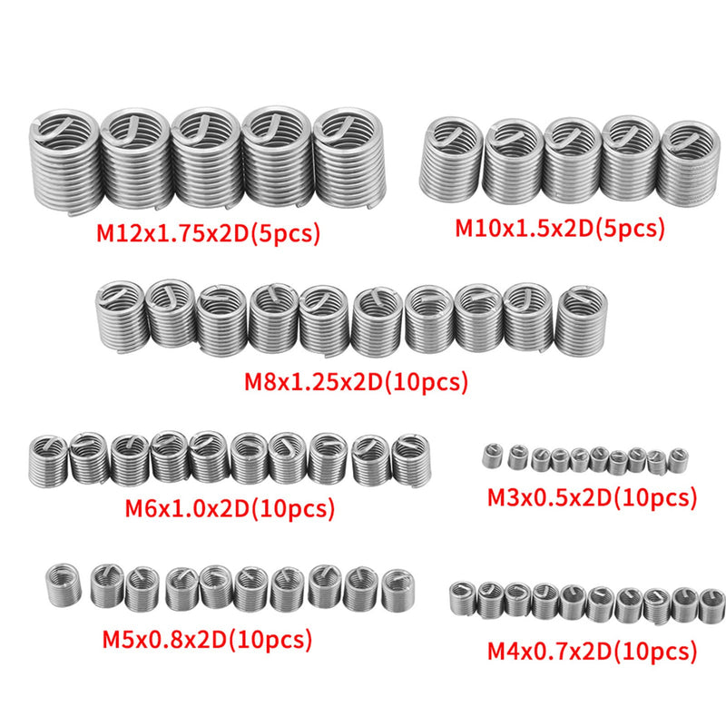 [Australia - AusPower] - Thread Repair Kit, Kit Coil Inserts Stainless Steel Thread Repair Kit,Inserts for Avoiding The Damage of Thread, 60Pcs 