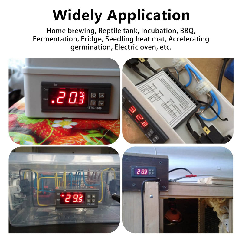 [Australia - AusPower] - 4Pcs STC-1000 110V-220V Digital LED Temperature Controller, Microcomputer Digital Display Temperature Controller Heating Cooling Thermostat 2 Relay Output with NTC 10K Thermistor Sensors Probe 