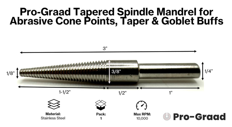 [Australia - AusPower] - WTR-2 Tapered Spindle Mandrel Threaded Mandrel Screw Thread - 1/4" Shank Cone Point, Taper & Goblet Buff Mandrels, 1 Pack 