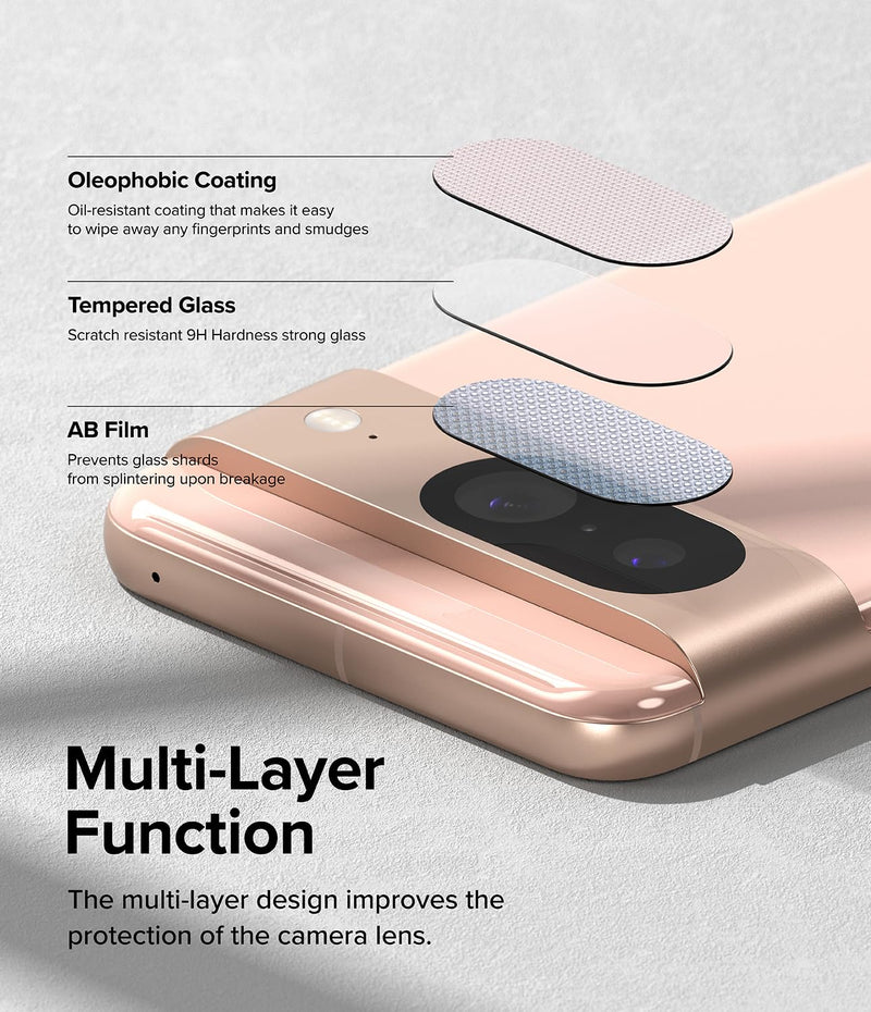[Australia - AusPower] - Ringke Camera Glass [Multi-Layer Protection] Compatible with Google Pixel 8 Camera Lens Protector, Tempered Glass Cover - 3 Pack 