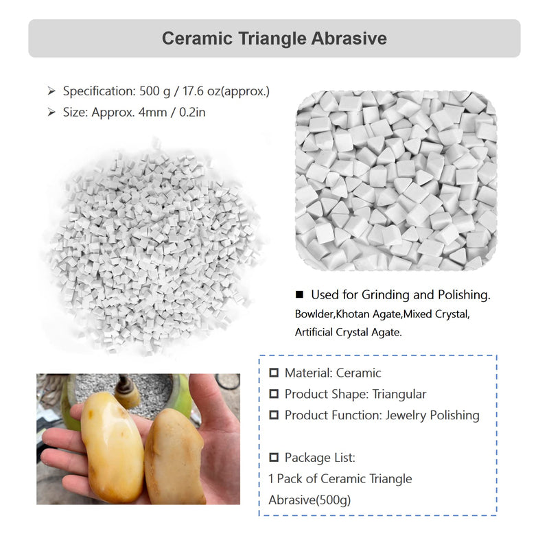 [Australia - AusPower] - 4 mm Ceramic Grinding Body, 500 g Polishing Granules Triangle Ceramic Filling Media Abrasive Polishing Ceramic Triangle Abrasive for Use in Vibrating Tumblers or Rotating Tumblers 
