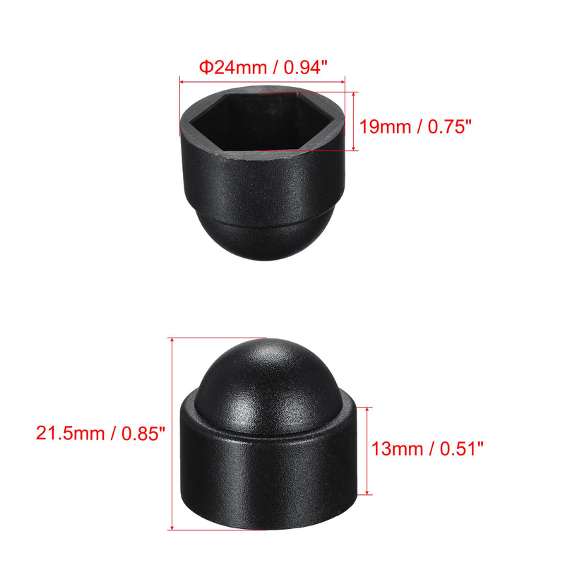 [Australia - AusPower] - uxcell Plastic Dome Nut Protection Cap Covers, M12 Nut Cover Black 50pcs 