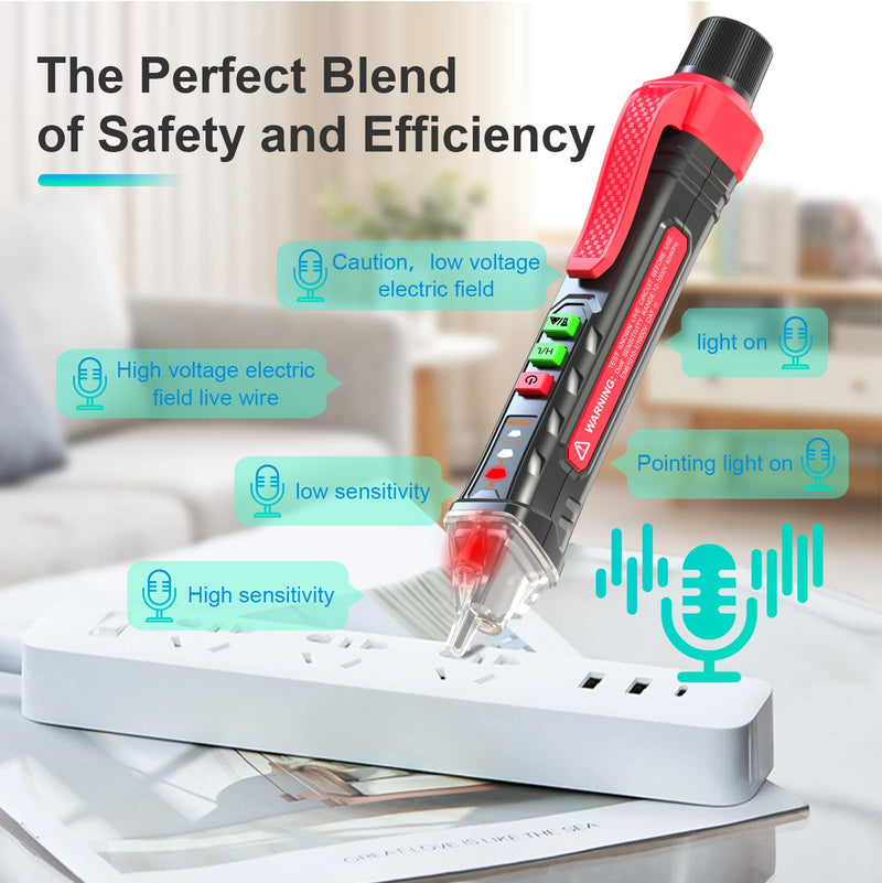 [Australia - AusPower] - Voice broadcast voltage tester,Non Contact Voltage Tester,12V-1000V/48V-1000V Dual Range,electrical tester,Efficient Live/Hot Wire Tester,Wire Breakpoint Finder,Voltage tester with LED flashlight Voice 