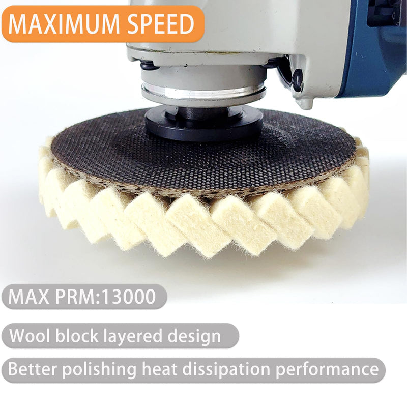 [Australia - AusPower] - 8 Pcs Wool Polishing Wheel and Compound Set Includes 5 Pcs Wool Felt Flap Polishing Disc & 3 Pcs Buffing Compound, 4-1/2 x 7/8 Inch for Angle Grinder, Multi-Surface (8) 8 