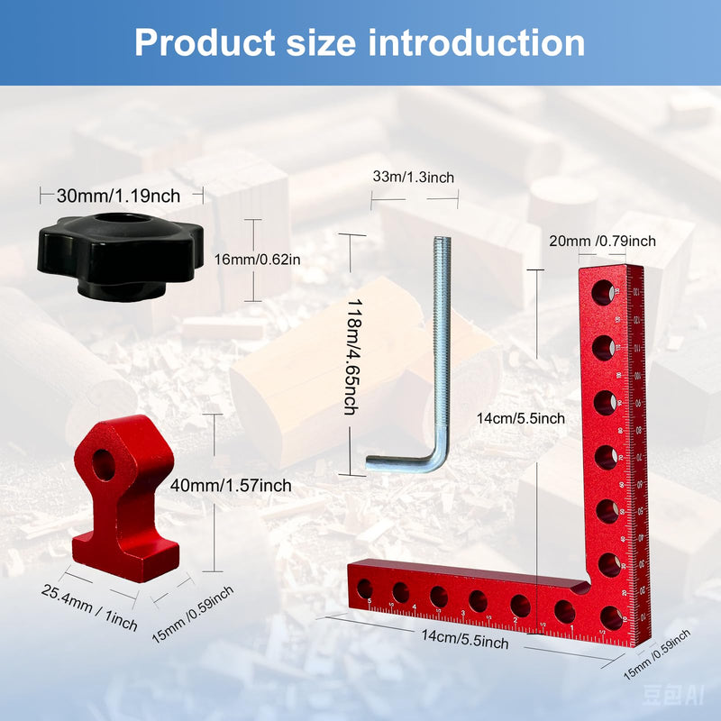 Corner Clamp for Woodworking, 2 Pcs 90 Degree Right Angle Corner Clamps, Premium Aluminum Alloy 5.5"x5.5" Squares for Precise Positioning & Clamping, Ideal for Cabinet & Picture Frame Assembly 2 Pcs Right Angle Clamps