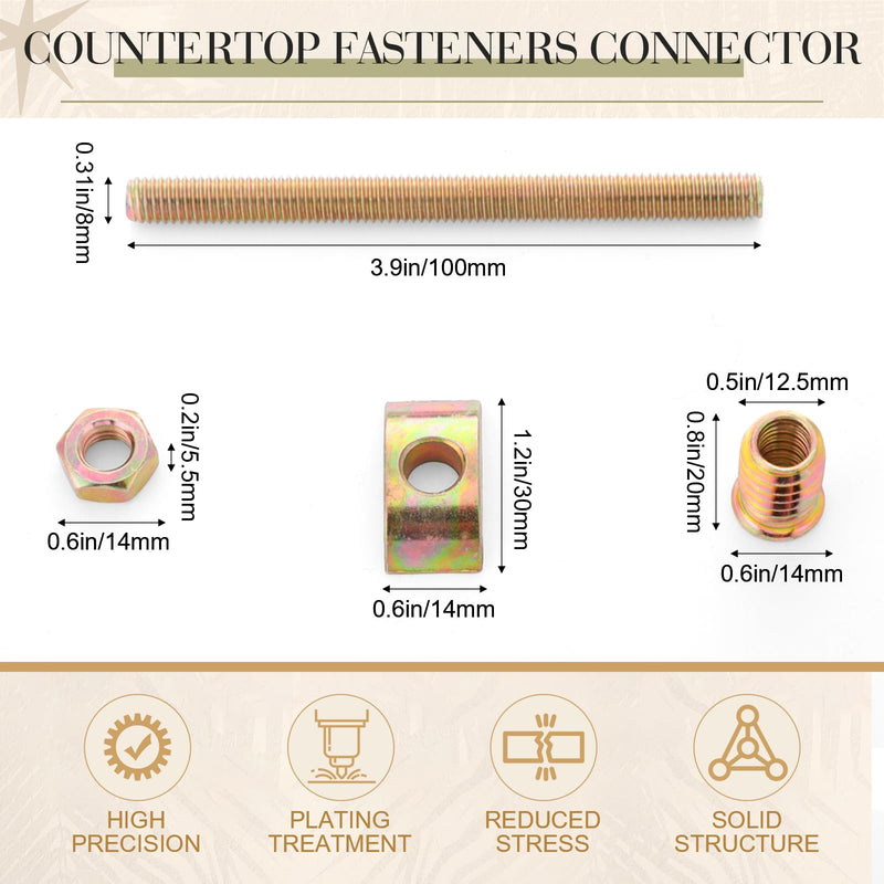 [Australia - AusPower] - Tandefio 12 Sets Bed Frame Hardware Connector Kit M8x100 mm Panel Furniture Wardrobe Four-in-one Connectors Fittings, Bed Assembly Fasteners Bolts Nuts Threads Half Moon Spacers 
