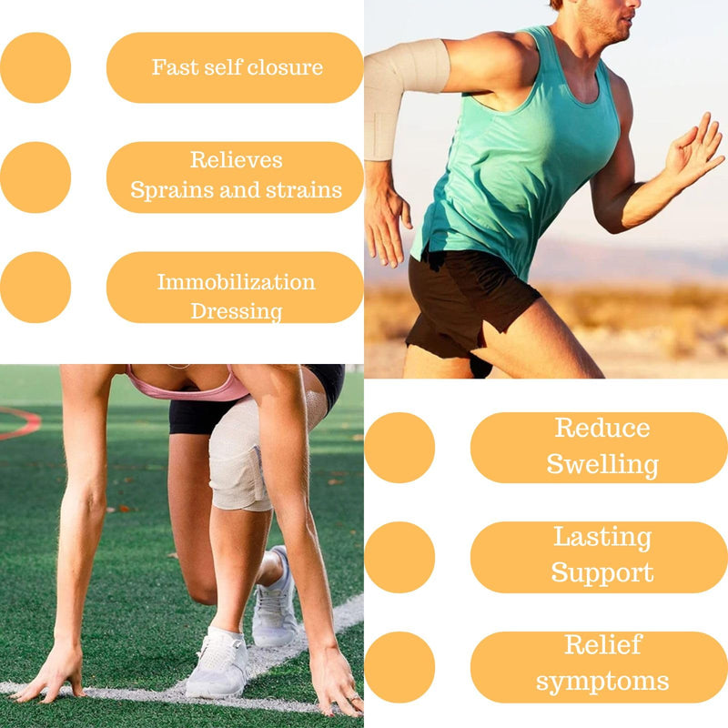 [Australia - AusPower] - Premium Elastic Bandage Wrap 6 inch Reusable 4 Pack Versatile Compression Wraps for Ankles, Wrists Knee, Tummy and Body Durable and Comfortable Compression Bandage Latex-Free (4 Pack) 