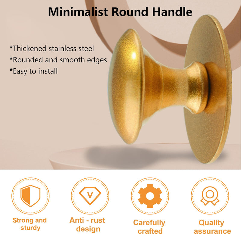 MOROBOR Adhesive Cabinet Knobs, 20pcs Self-Stick Instant Kitchen Pulls Stainless Steel Drawer Knob for Windows, Wardrobes, Cabinets, Drawers (Matter Gold) Matte Gold