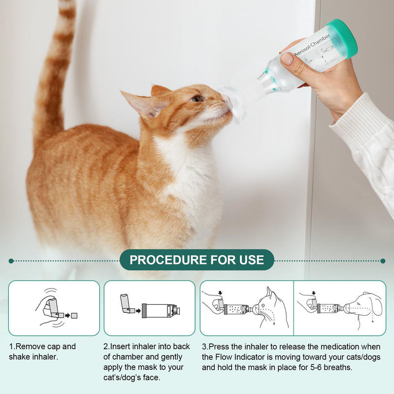 [Australia - AusPower] - Cat Handheld Inhaler Spacer with 2 Masks Helps with Breathing & Delivering Medication Fits 