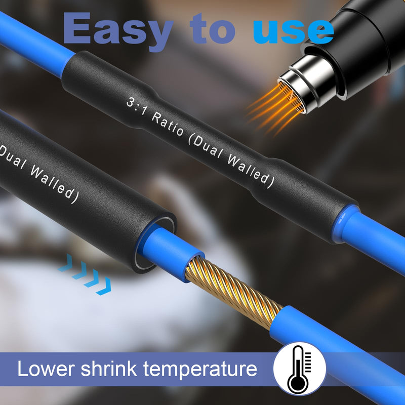 [Australia - AusPower] - Qibaok Heat Shrink Tubing - 3:1 Ratio Adhesive Lined - Marine Grade Shrink Wrap Tubing - Industrial Heat Shrink Tube Electrical- 1/4" Black - 50 Feet Roll 1/4"(6.4mm) - 50Ft 