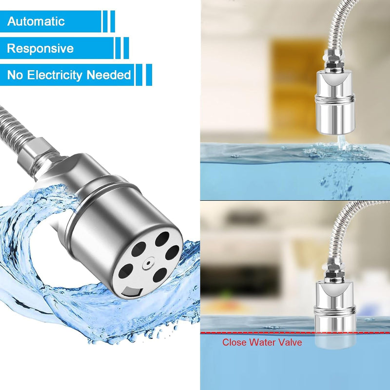 Auto Water Level Control Float Valve 1/2" 3/4" - 304 Stainless Steel, No Pump Needed for Water Tanks, Fish Ponds, Livestock Troughs, Hydroponics, Pool(2 Pack Long) 2 Pack