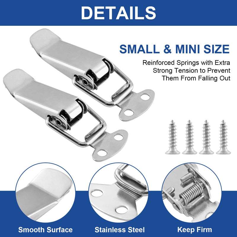 [Australia - AusPower] - 4Pcs Spring Loaded Toggle Latch, 2.3" Stainless Steel Toggle Latch Catch Hasps Clamp Clip with Screws for Wooden Box, Case, Chest, Cabinet 2.3'' / 58mm Silver 