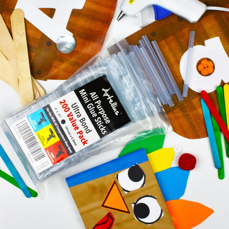 [Australia - AusPower] - Mini Hot Glue Sticks 4" and 0.27 Diameter - Compatible with Most Glue Guns (Huge Bulk Pack of 200) Clear (200 Pack) 