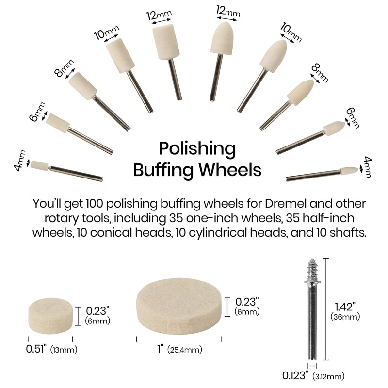 Calvana Cerium Oxide Glass Polishing Powder (1 lb) – Includes 100 PCS Polishing Buffing Wheels for Dremel Kit, Restores Clarity and Removes Wiper Marks, Swirls, and Water Spots, 1 Micron Polishing Powder + Polishing Buffing Wheels