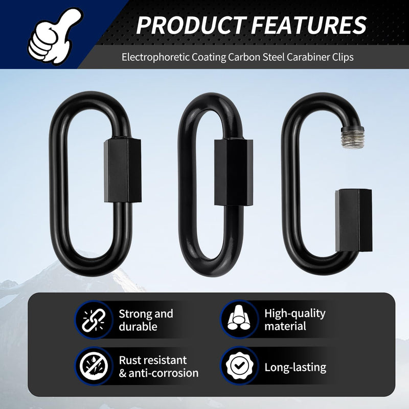 [Australia - AusPower] - 1.9" Chain Quick Links, 10 Pcs 3/16" Marine Grade Screw Chain Links, Large Opening Chain Connector Chain Coupler, 650 Lbs Capacity 1.9 Inch, 10 Pack 