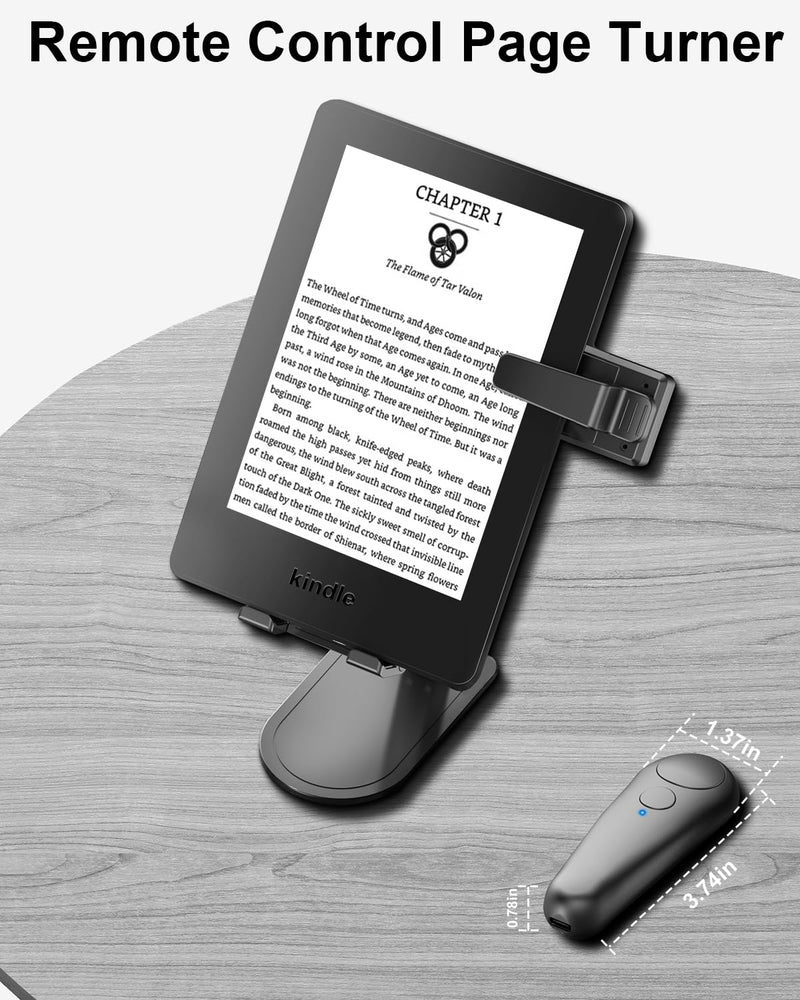 [Australia - AusPower] - RF Remote Control Page Turner for Kindle Paperwhite Kobo eReaders, Remote Page Turner for Phone iPad iOS Android Tablets Taking Reading Novels Taking Accessories, Black 