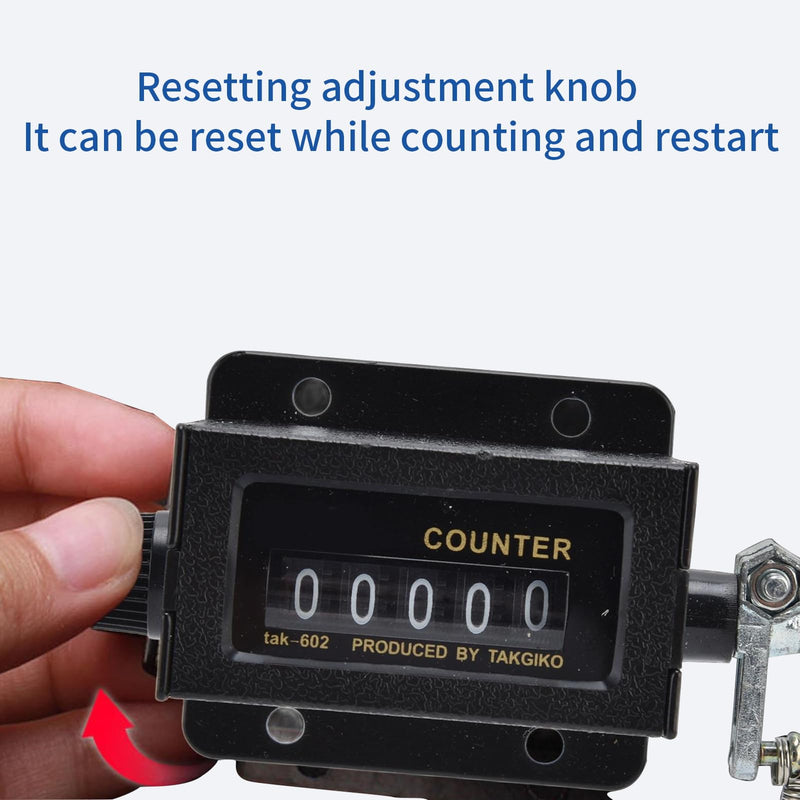[Australia - AusPower] - Bale Counter,5 Digit Mechanical Counter,Rotary Knob Resettable Counter Black with Spring for Machine for Industry for Printing 