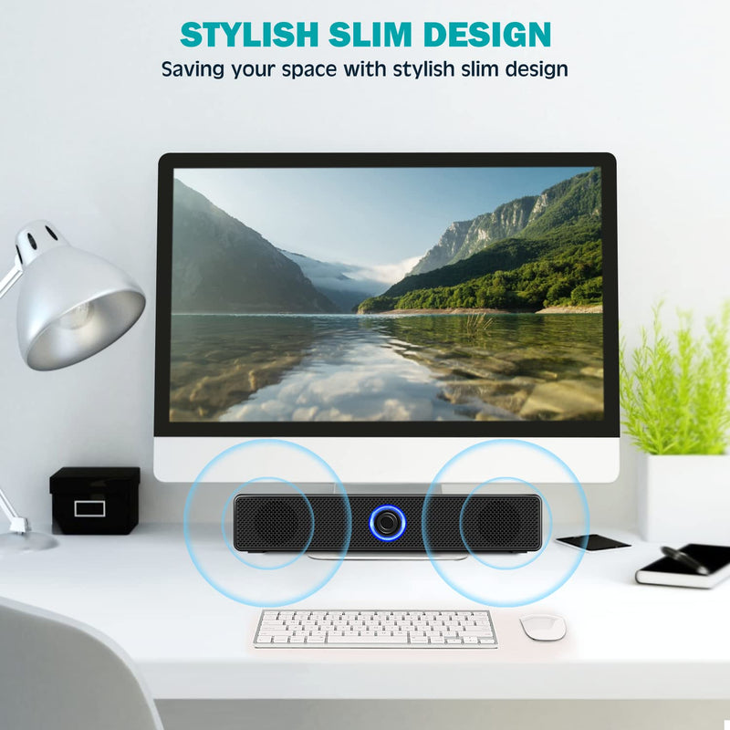 [Australia - AusPower] - Computer Speakers, USB Powered PC Speakers Wired Stereo Desktop Speakers for Computer, Desktop, Laptop, PC, Pad, Cellphone [2023 Version] 
