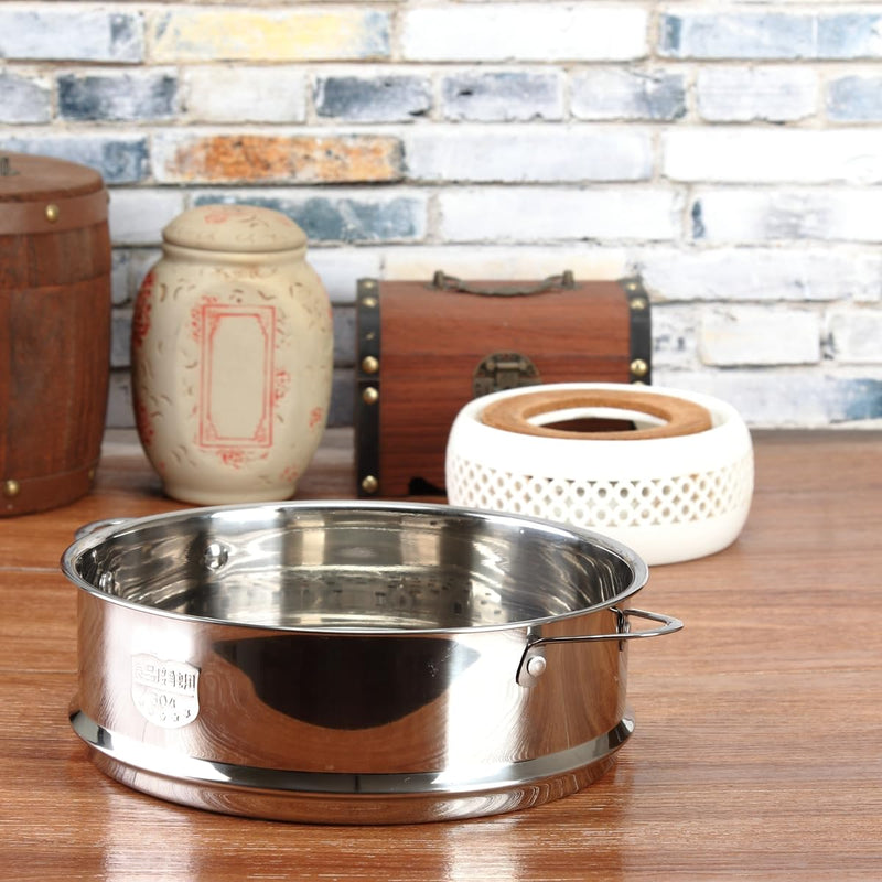 BinaryABC Stainless Steel Dumpling Steamer Basket for Pot,24cm Steamer Insert for Food Veggie Rice Noodle Roll (9.44INCH) 9.44INCH