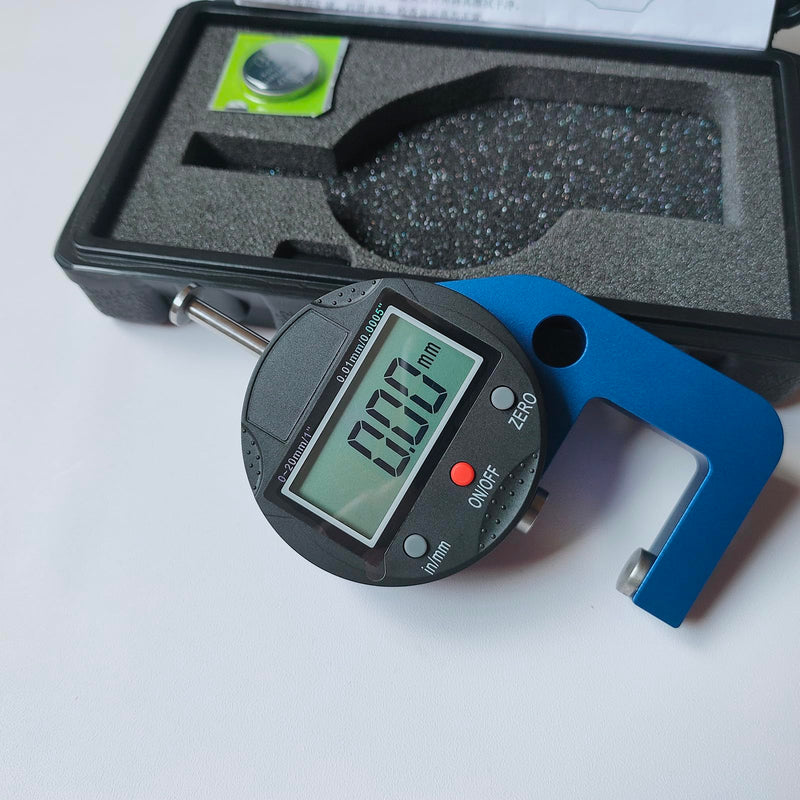 [Australia - AusPower] - Digital Micrometer Measuring Indicator Measuring Range 0.0005‘’/0.01mm 0-20mm Measuring Indicator, Digital Thickness Gauge for Leather, Paper, Sheet Metal and More. 