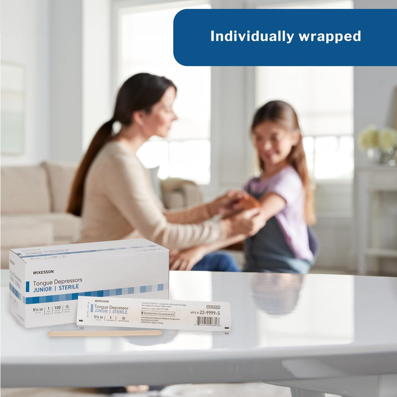 [Australia - AusPower] - McKesson Tongue Depressor, Sterile, Wooden, Individually Wrapped, Junior, 5 1/2 in, 100 Count 