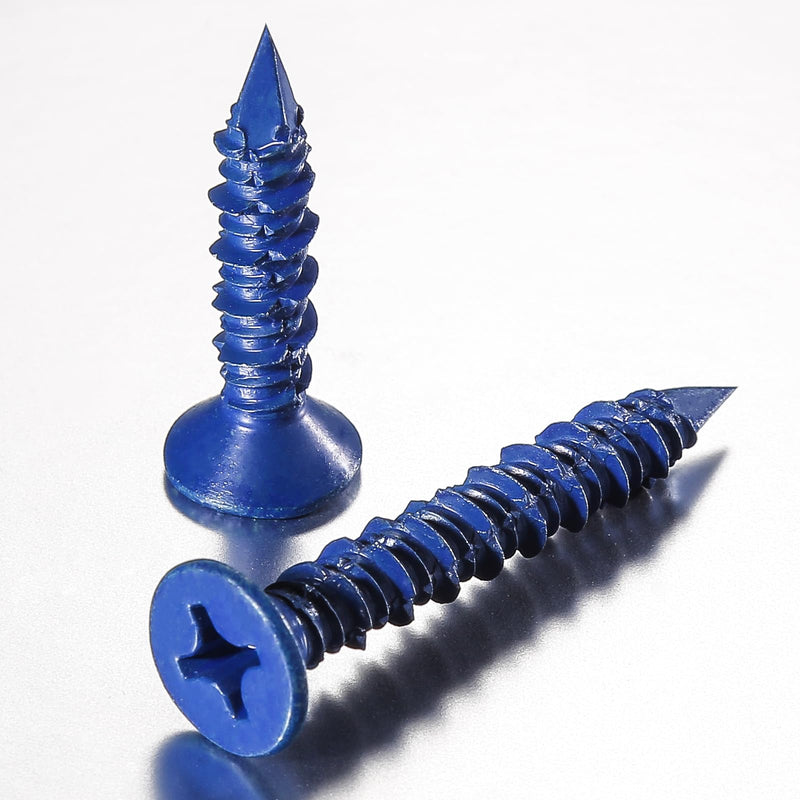 [Australia - AusPower] - WenSilon(30 PCS) 3/16" x1-1/4 Concrete Screw Anchor Blue Flat Head for Anchoring to Masonry, Block or Brick Stucco 3/16"x1-1/4" 30 